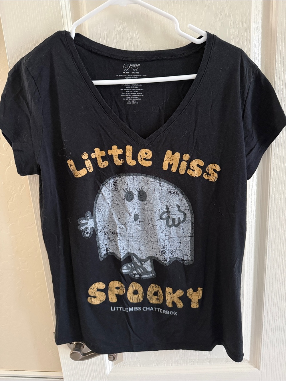Little Miss Black 'Little Miss Spooky' Kids Graphic V-Neck Tee - runs small lg
